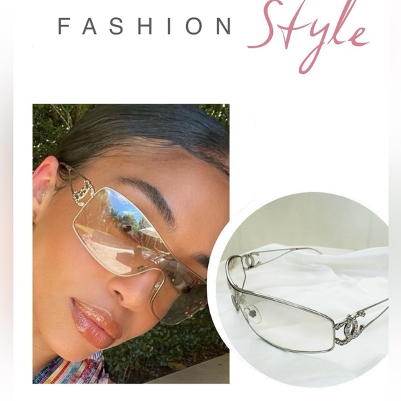 CHANEL  vintage silver gradient Swarovski CC’s sunglasses. - Picture 6 of 16